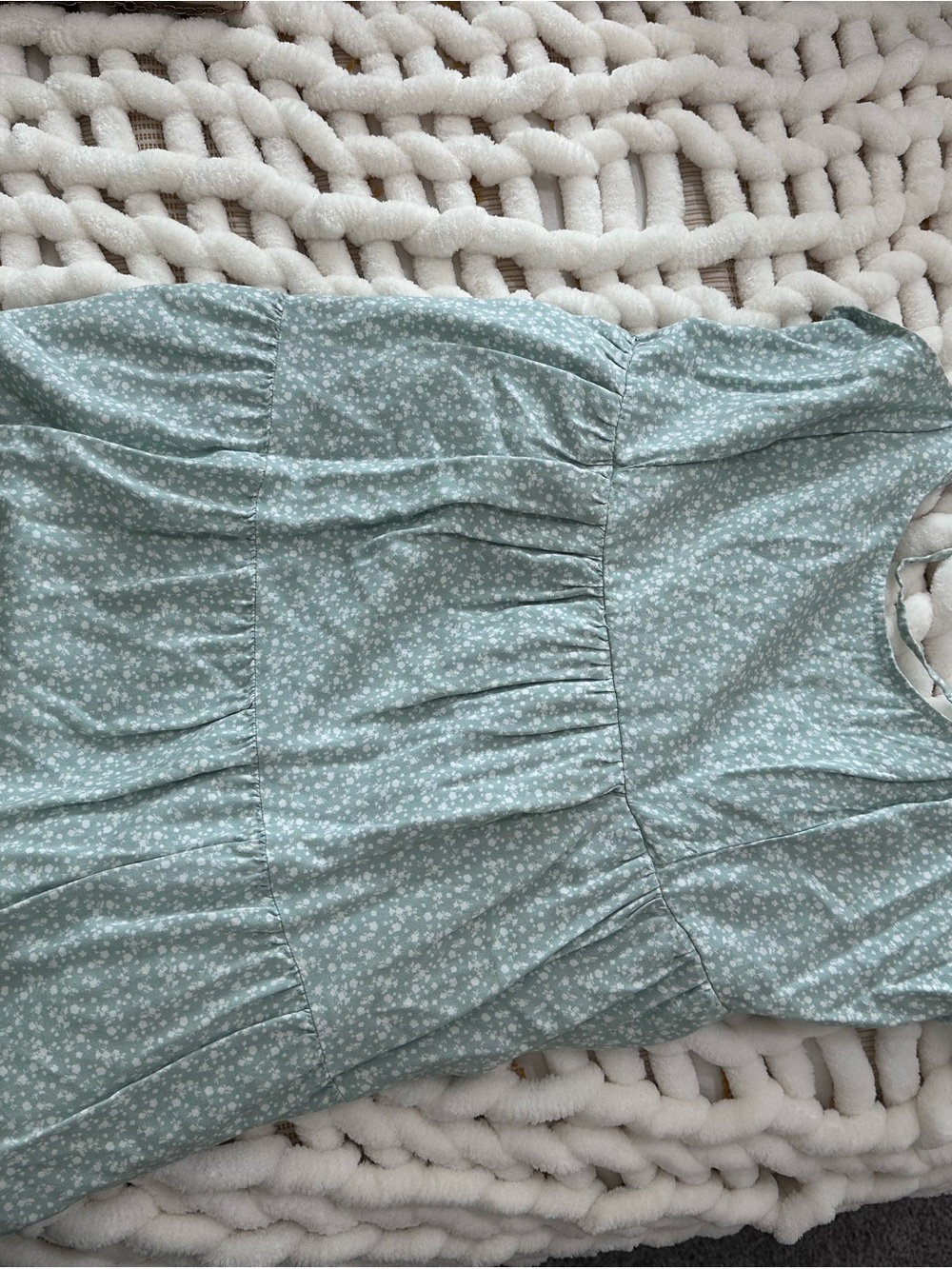 Hollister Sage Green Mini Dress with White Floral Print
